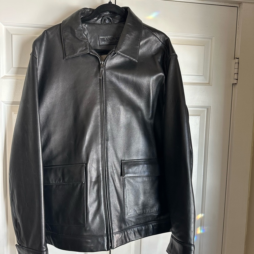 Men's Black Leather Jacket Brandini